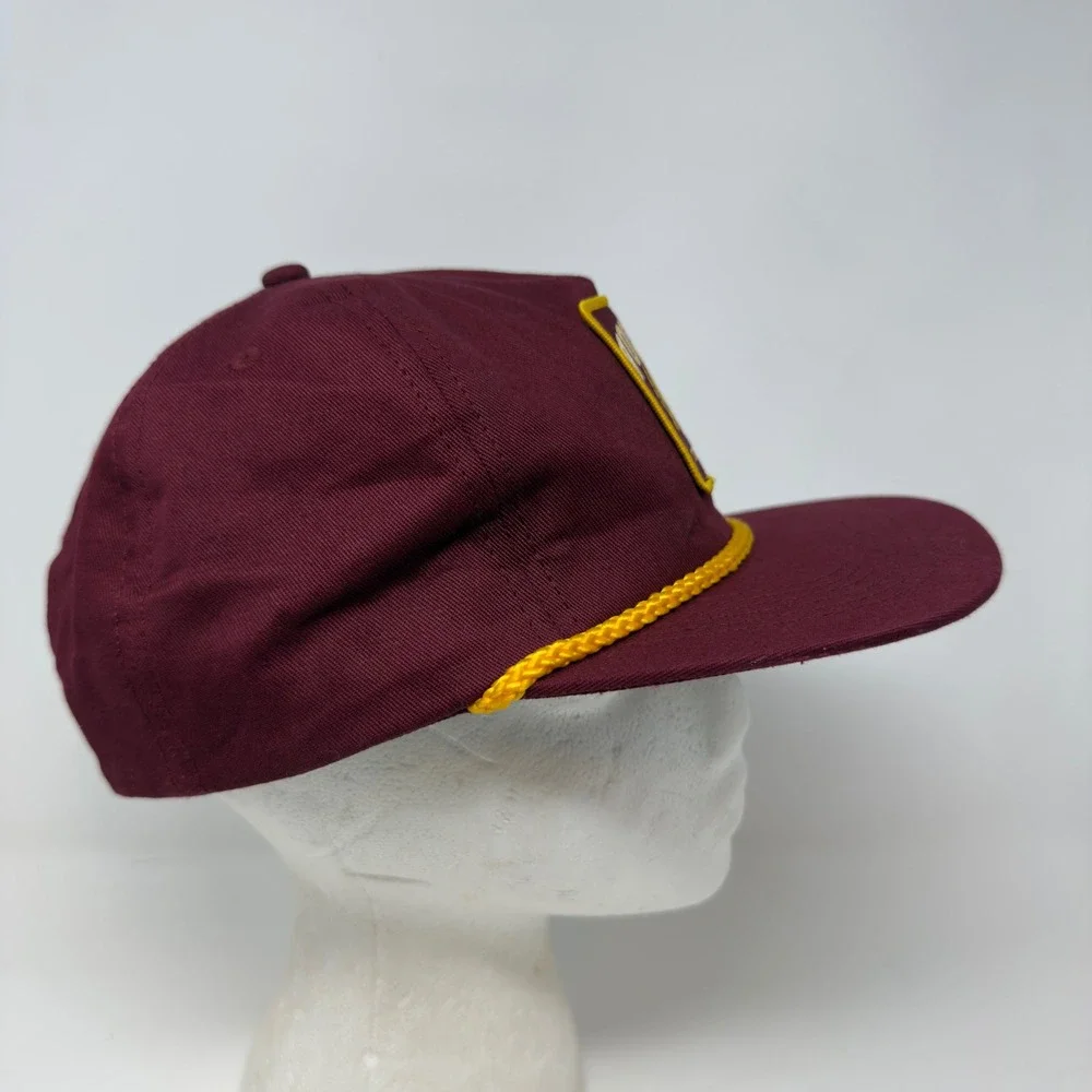 Rare Voodoo Doughnut Tempe AZ Maroon Snapback Rope Hat Yellow Patch Logo Cap ASU